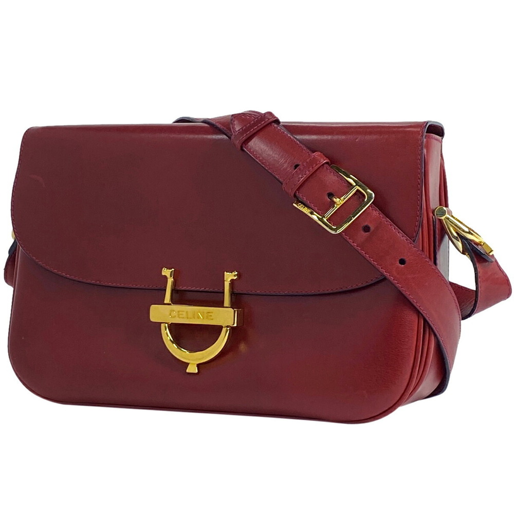 Celine logo shoulder bag crossbody leather red